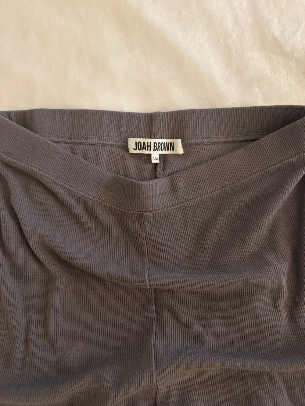 Joah Brown Ribbed High-Rise Mid-Length Bike Shorts - Concrete - Picture 3 of 4